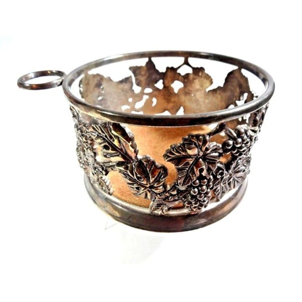Godinger Silver Plate Grape Vine Wine Bottle & Cork Holder Vintage 1980's Gift
